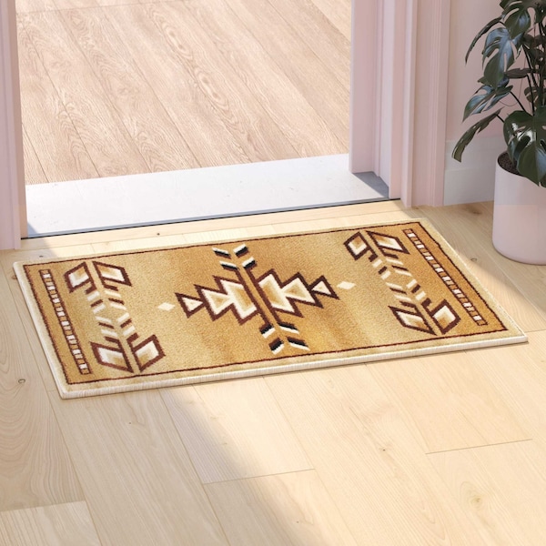 Flash Furniture Brown 2 x 3 Southwestern Style Patterned Area Rug OKR-RG1113-23-BG-GG - main